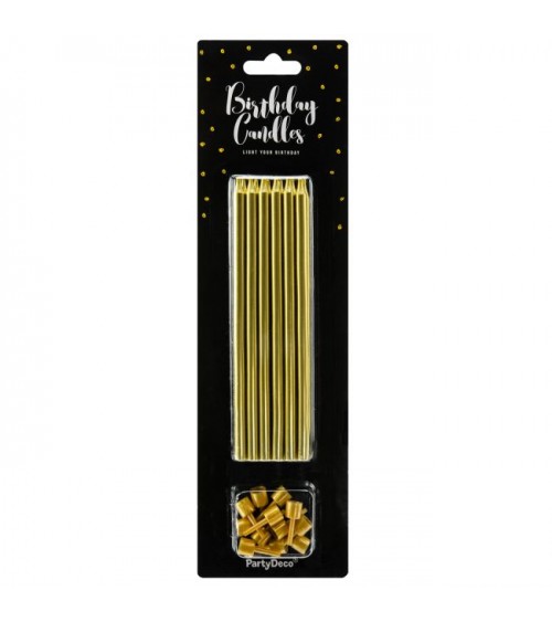 PARTYDECO BOUGIES D’ANNIVERSAIRE UNIES DORÉ12,5CM PCS/12