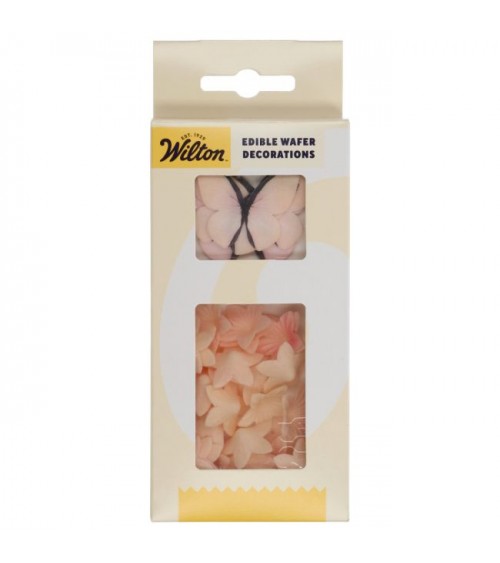 Wilton Edible Wafer Decorations Flowers & Butterflies Ombre Pink set/30