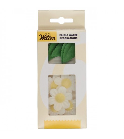 Wilton Décorations Comestibles en Papier Azyme Fleurs & Feuilles Blanches...